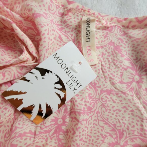 Moonlight Lily Womens Fringe Kimono Robe One Size Pink Floral Boho Hand Made New - Picture 3 of 8